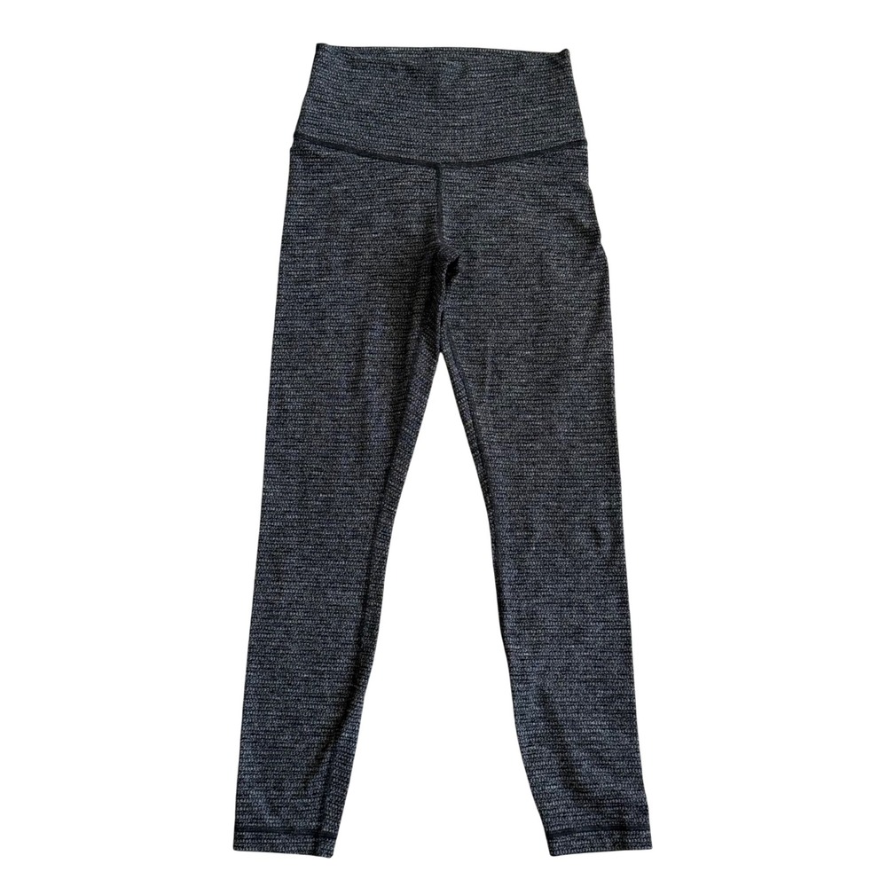 Lululemon High Rise Leggings Black White Textured Yoga Pants 25 Inseam